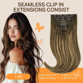 Close-up of DOORES Clip in Hair Extensions showing silicone wefts