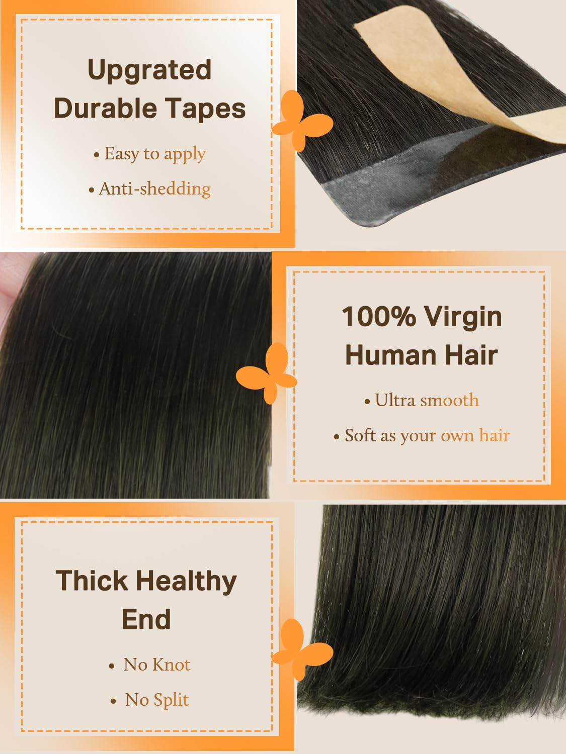Close-up of DOORES Tape in Hair Extensions