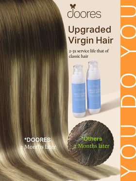 Close-up of DOORES Tape in Hair Extensions showing adhesive tape