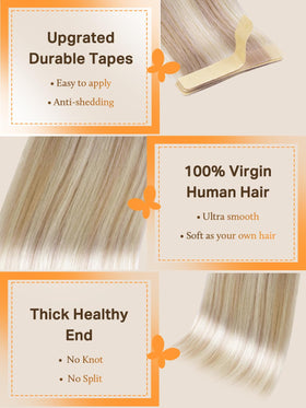 Close-up of DOORES Tape In Hair Extensions showing texture