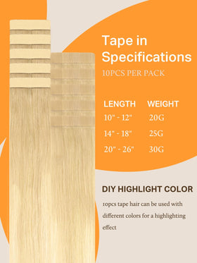 Close-up of DOORES Tape in Hair Extensions showing transparent tape