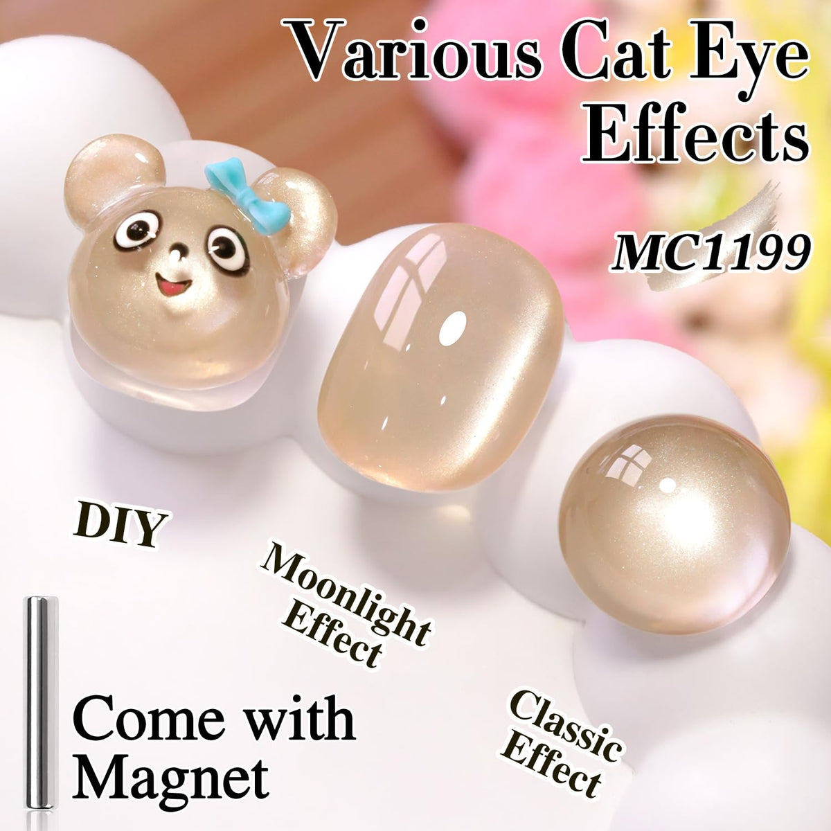 Close-up of Double Rhythm Cat Eye Gel Nail Polish with holographic glitter