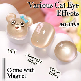 Close-up of Double Rhythm Cat Eye Gel Nail Polish with holographic glitter