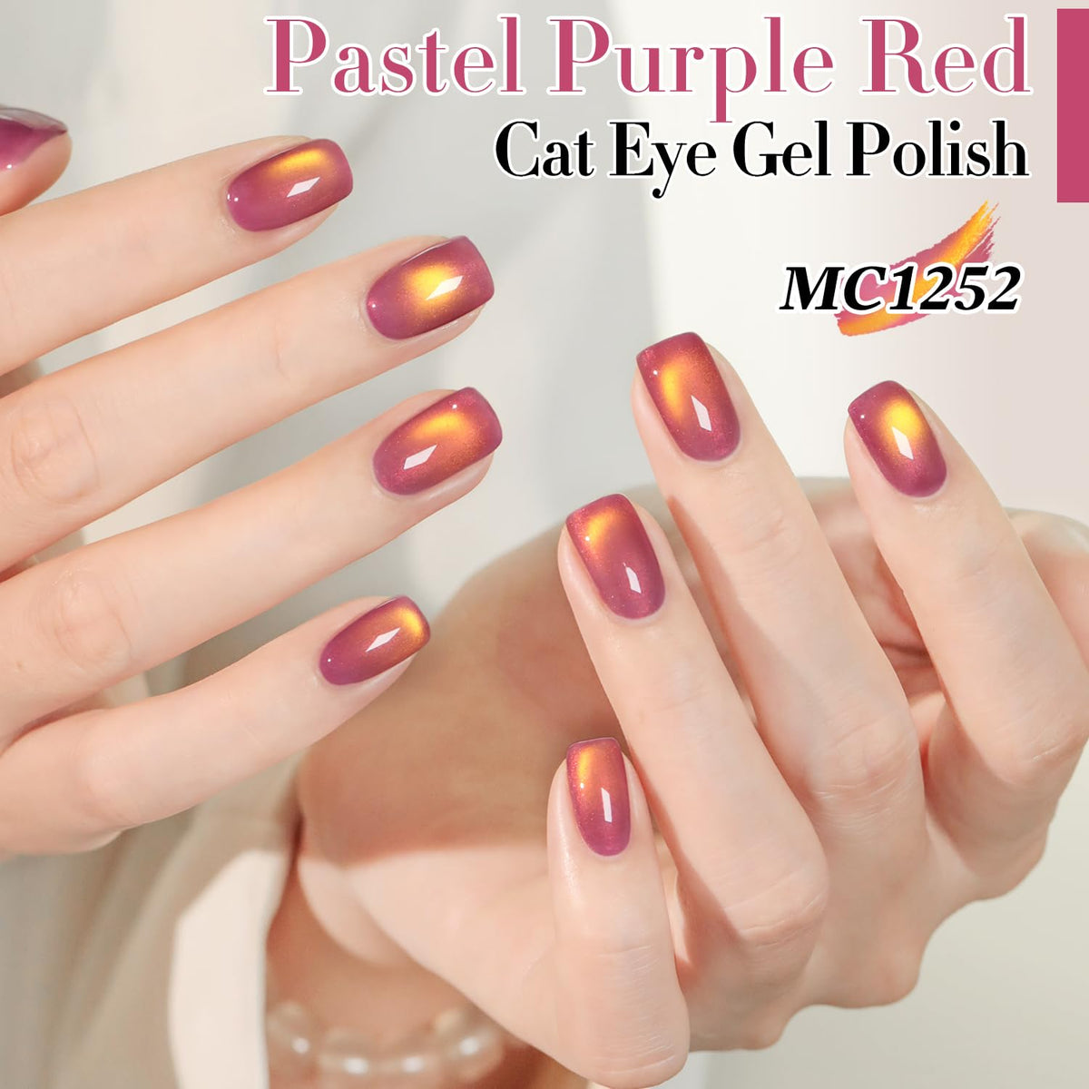 Close-up of Double Rhythm Cat Eye Gel Polish bottle with magnet
