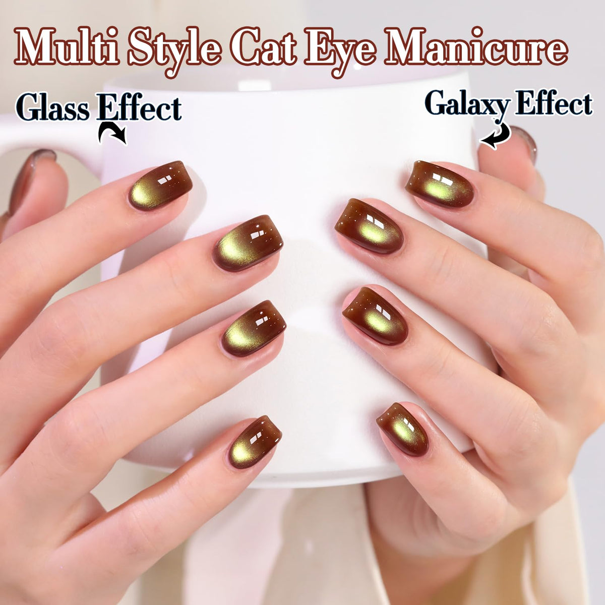Close-up of Double Rhythm Cat Eye Gel Polish Burnt Amber texture