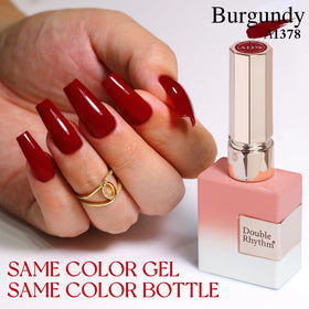 Close-up of Double Rhythm Dark Red Gel Polish