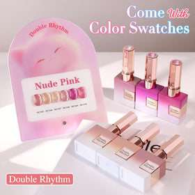 Close-up of Double Rhythm Gel Nail Polish bottle with shimmer