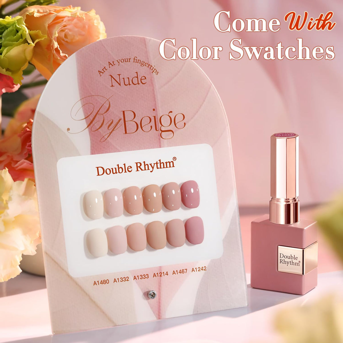 Close-up of Double Rhythm Gel Polish bottle with brush