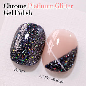 Close-up of Double Rhythm Gel Polish bottle with glitter
