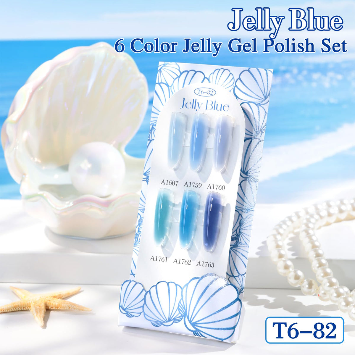 Close-up of Double Rhythm Gel Polish bottle with jelly milky light blue