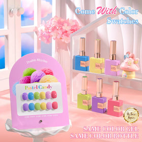 Close-up of Double Rhythm Gel Polish bottle with vibrant colour