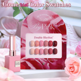 Close-up of Double Rhythm Gel Polish bottles in various colours