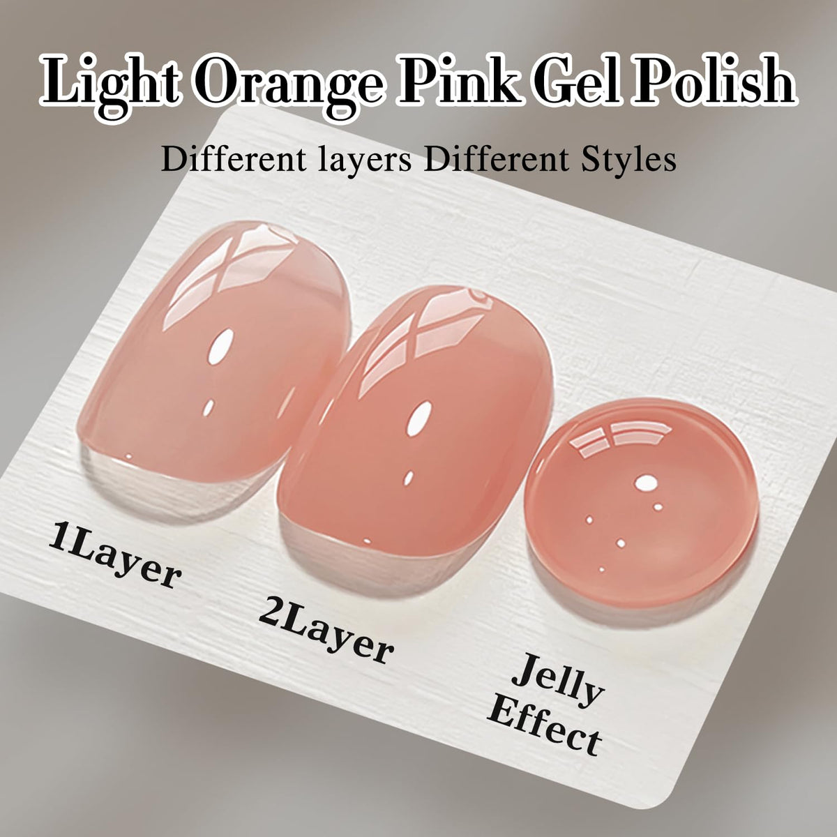 Close-up of Double Rhythm Gel Polish Light Orange Pink 15ml bottle
