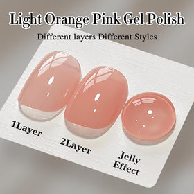 Close-up of Double Rhythm Gel Polish Light Orange Pink 15ml bottle