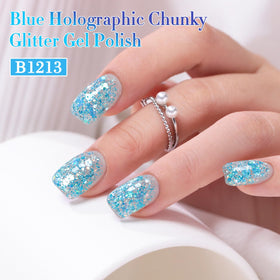 Close-up of Double Rhythm Glitter Gel Polish bottle