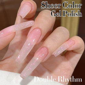 Close-up of Double Rhythm Jelly Gel Polish bottle with label