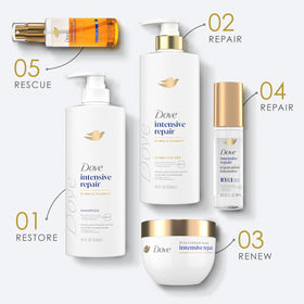 Close-up of Dove Intensive Repair Shampoo ingredients list