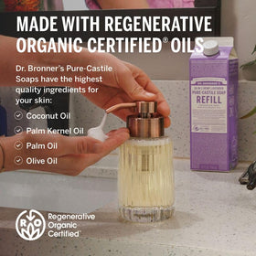 Close-up of Dr. Bronner's Lavender Liquid Soap ingredients
