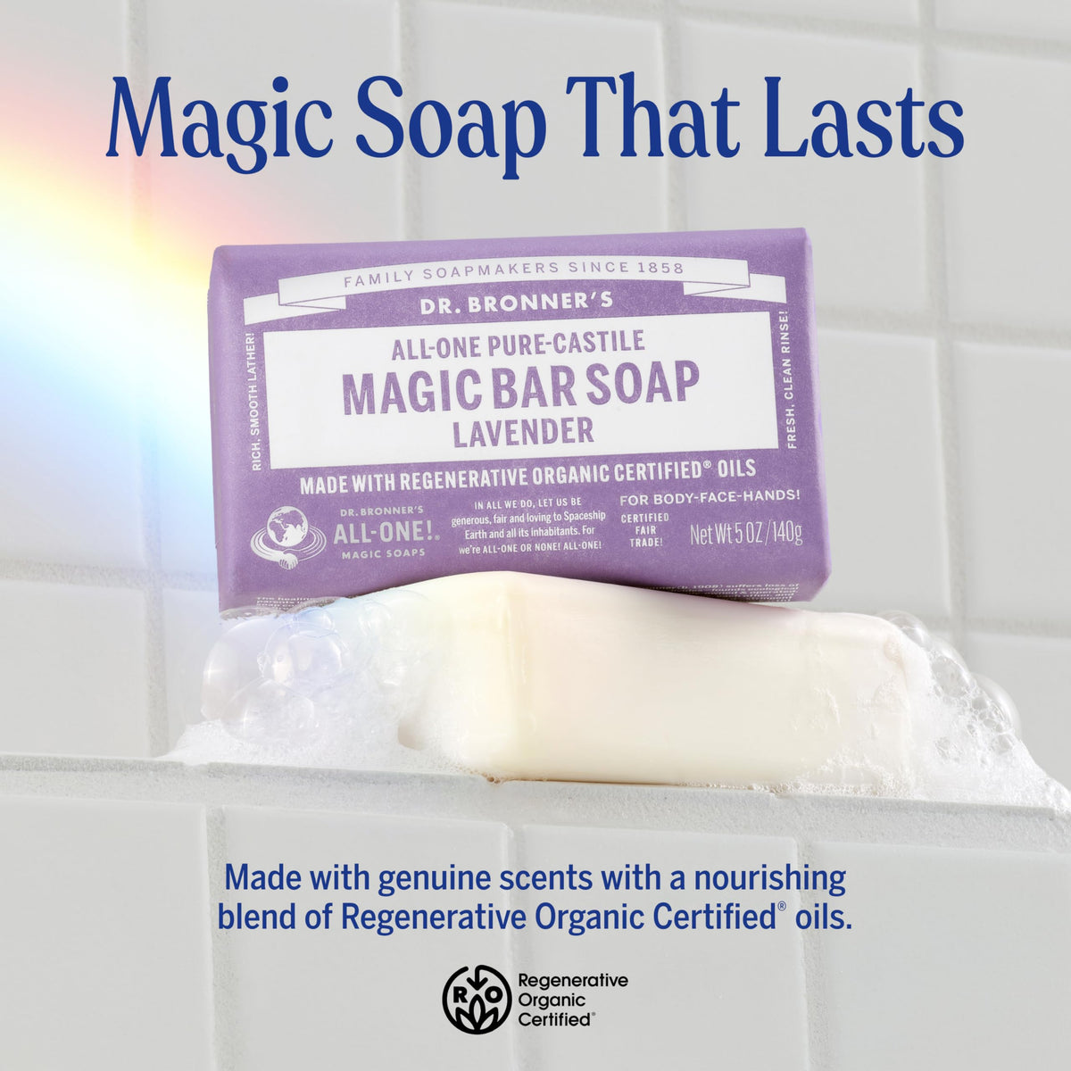 Close-up of Dr. Bronner's Peppermint soap bar showing texture