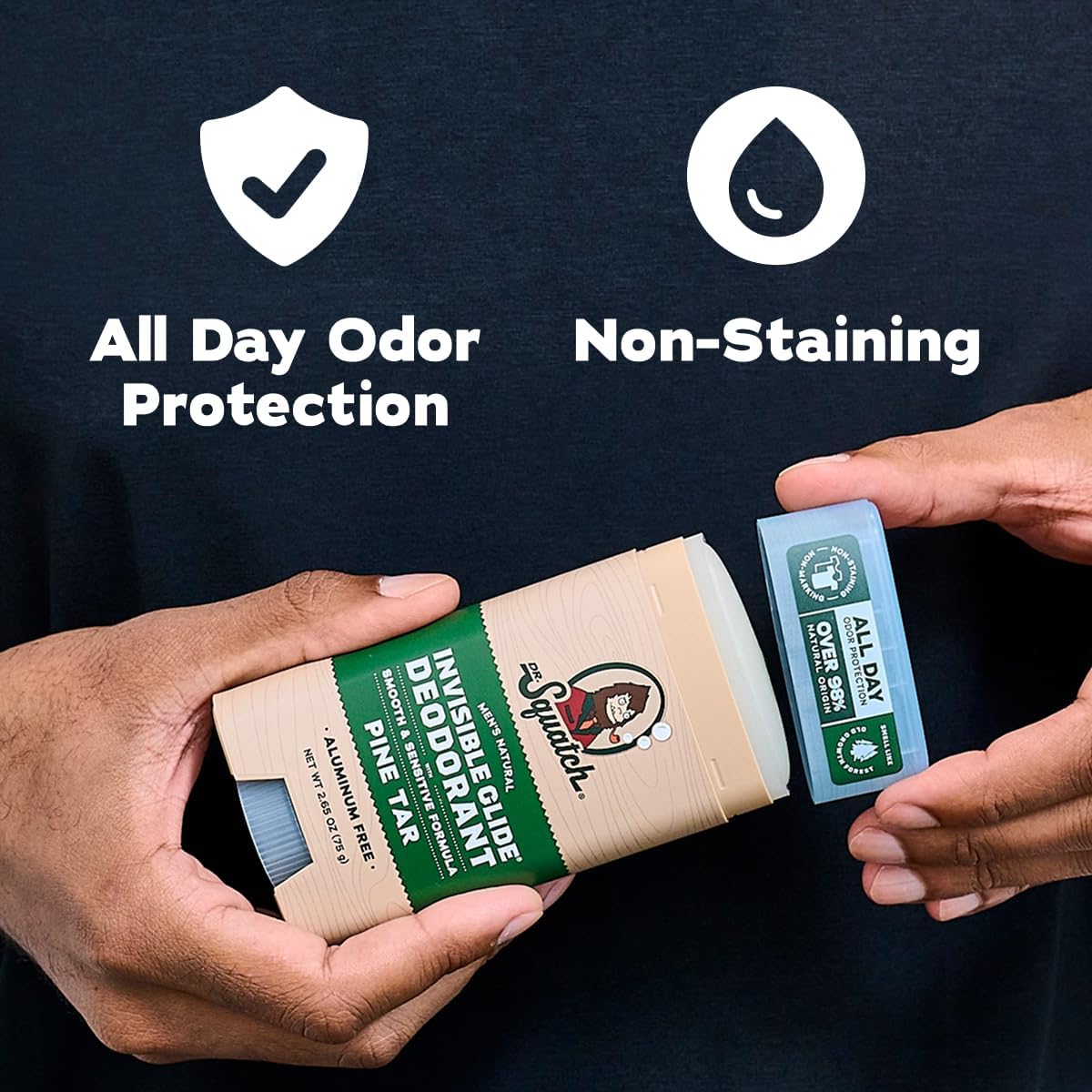 Close-up of Dr. Squatch deodorant cap and application tip