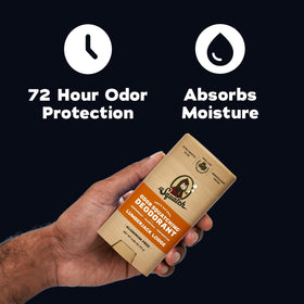 Close-up of Dr. Squatch deodorant ingredients list