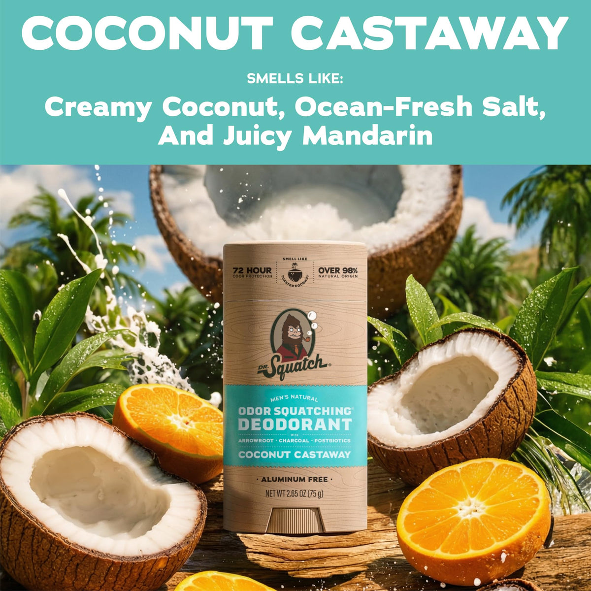 Close-up of Dr. Squatch deodorant ingredients list