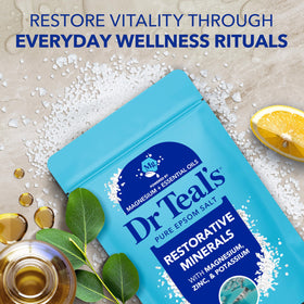 Close-up of Dr Teal's Epsom Salt with natural ingredients