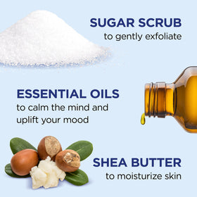 Close-up of Dr Teal's Shea Butter Sugar Scrub jar