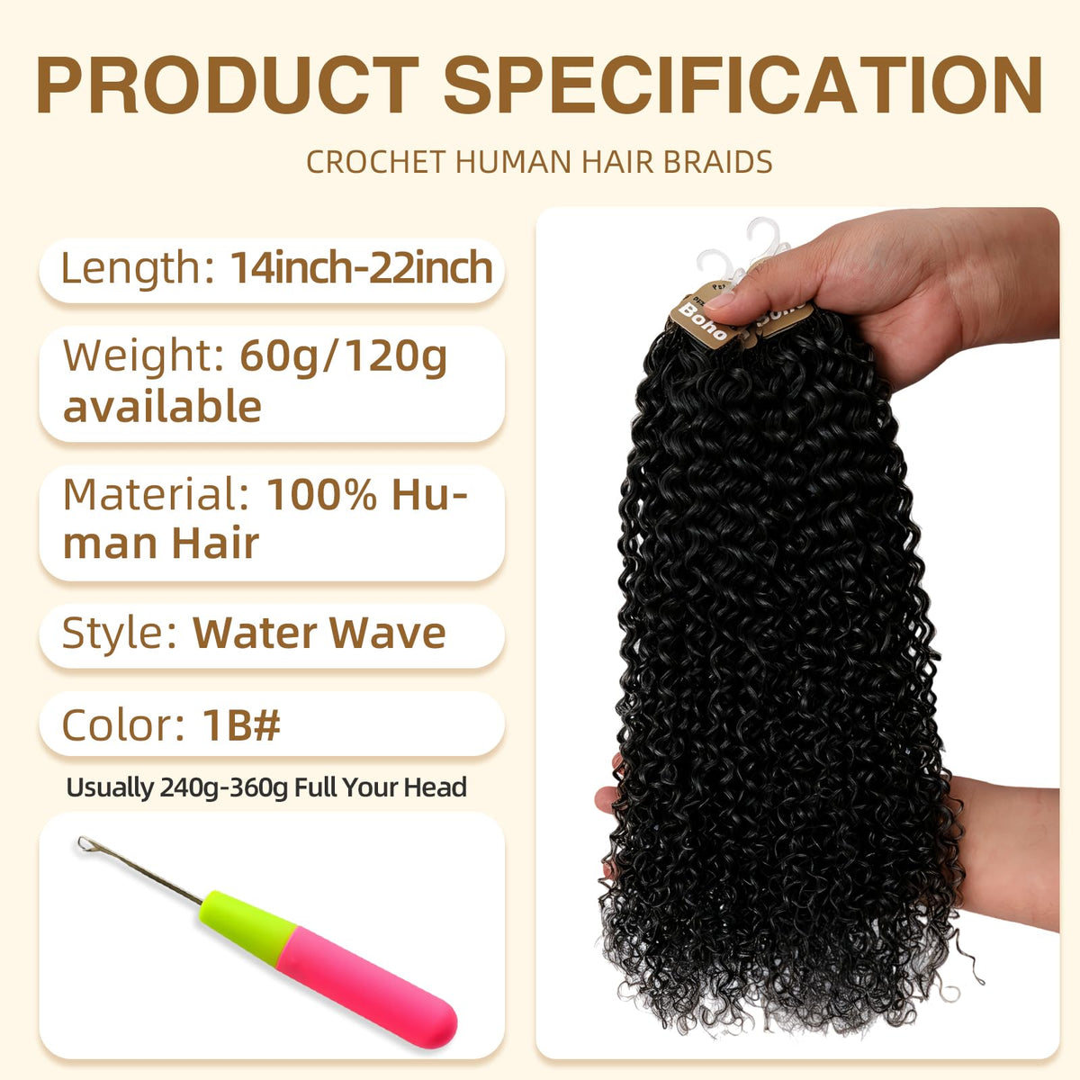 Close-up of DRESSMAKER Human Crochet Hair texture