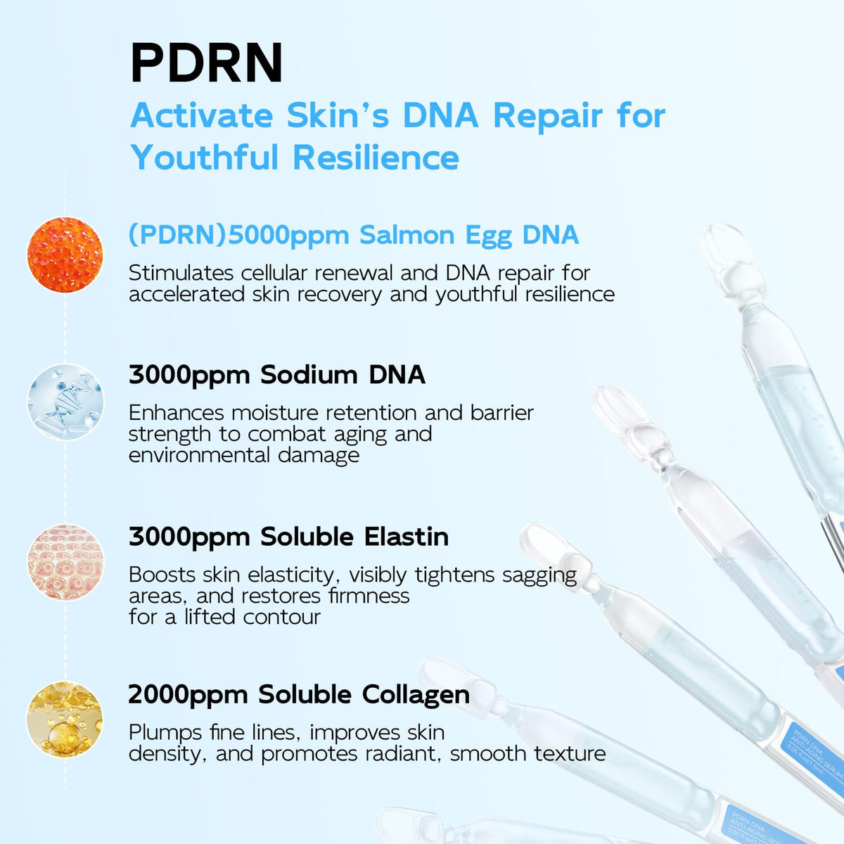 Close-up of Dumie Salmon DNA PDRN serum tube showing 1.5ml size