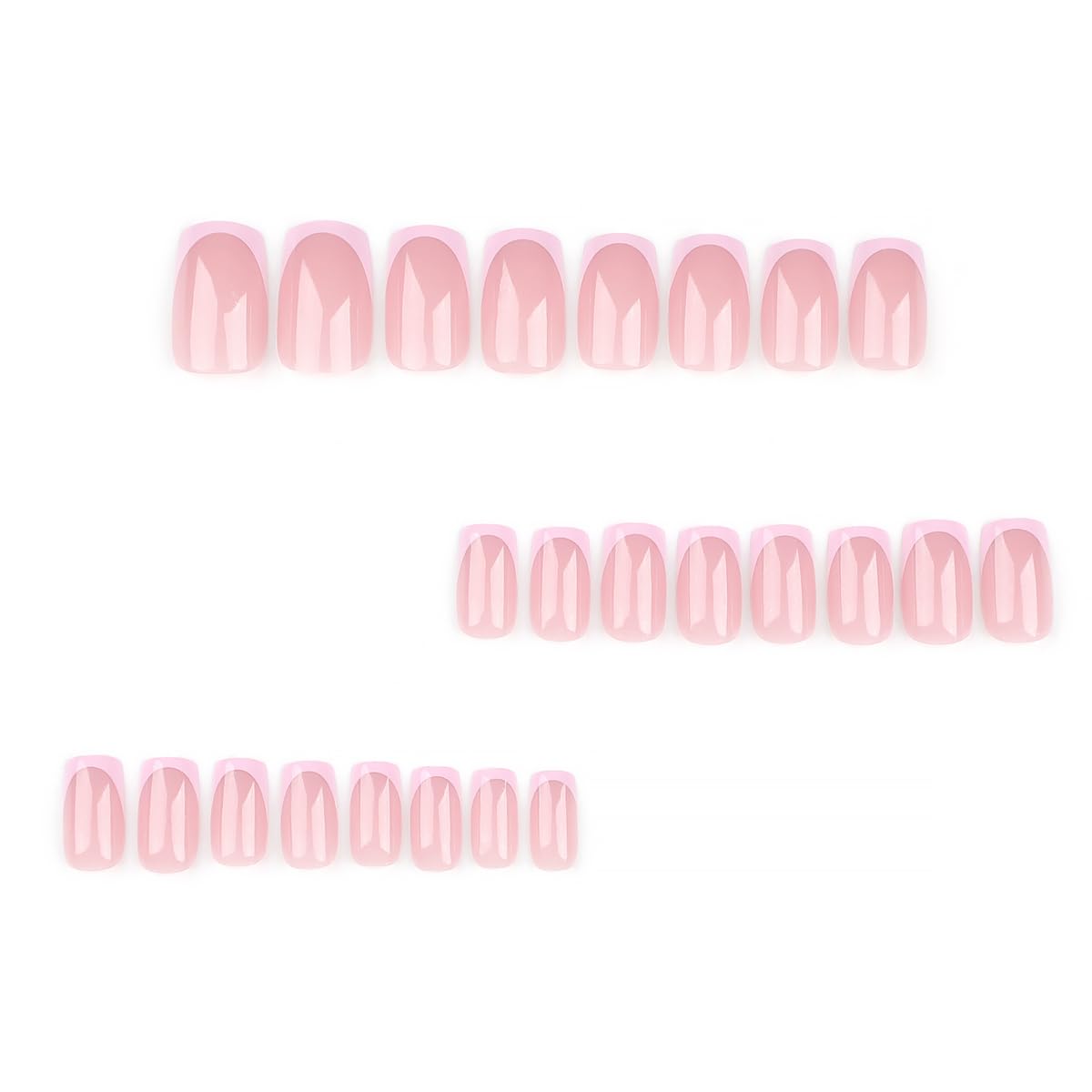 Close-up of DZPGUONIZ Pink Press On Nails showing glossy finish