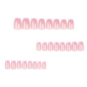 Close-up of DZPGUONIZ Pink Press On Nails showing glossy finish