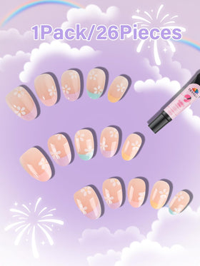 Close-up of EBANKU Kids Press on Nails showcasing vibrant colours