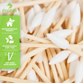Close-up of EcoFox Bamboo Cotton Swab tips
