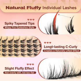 Close-up of Eefofnn D curl fairy lashes in kit