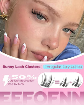 Close-up of Eefofnn wispy eyelash clusters in packaging