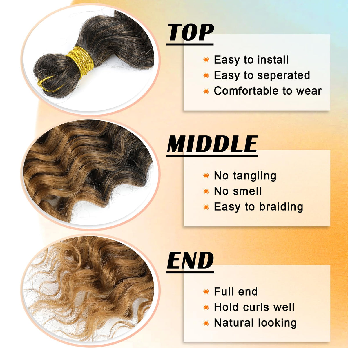 Close-up of EERYA deep wave braiding hair texture