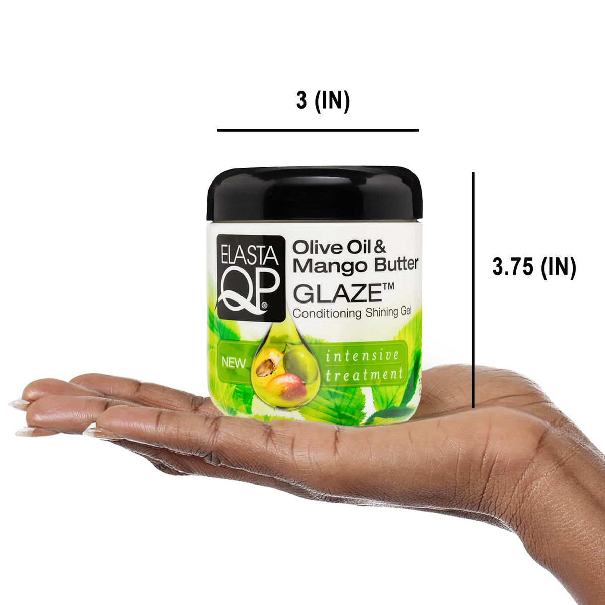 Close-up of ELASTA QP Olive Oil & Mango Butter Glaze jar