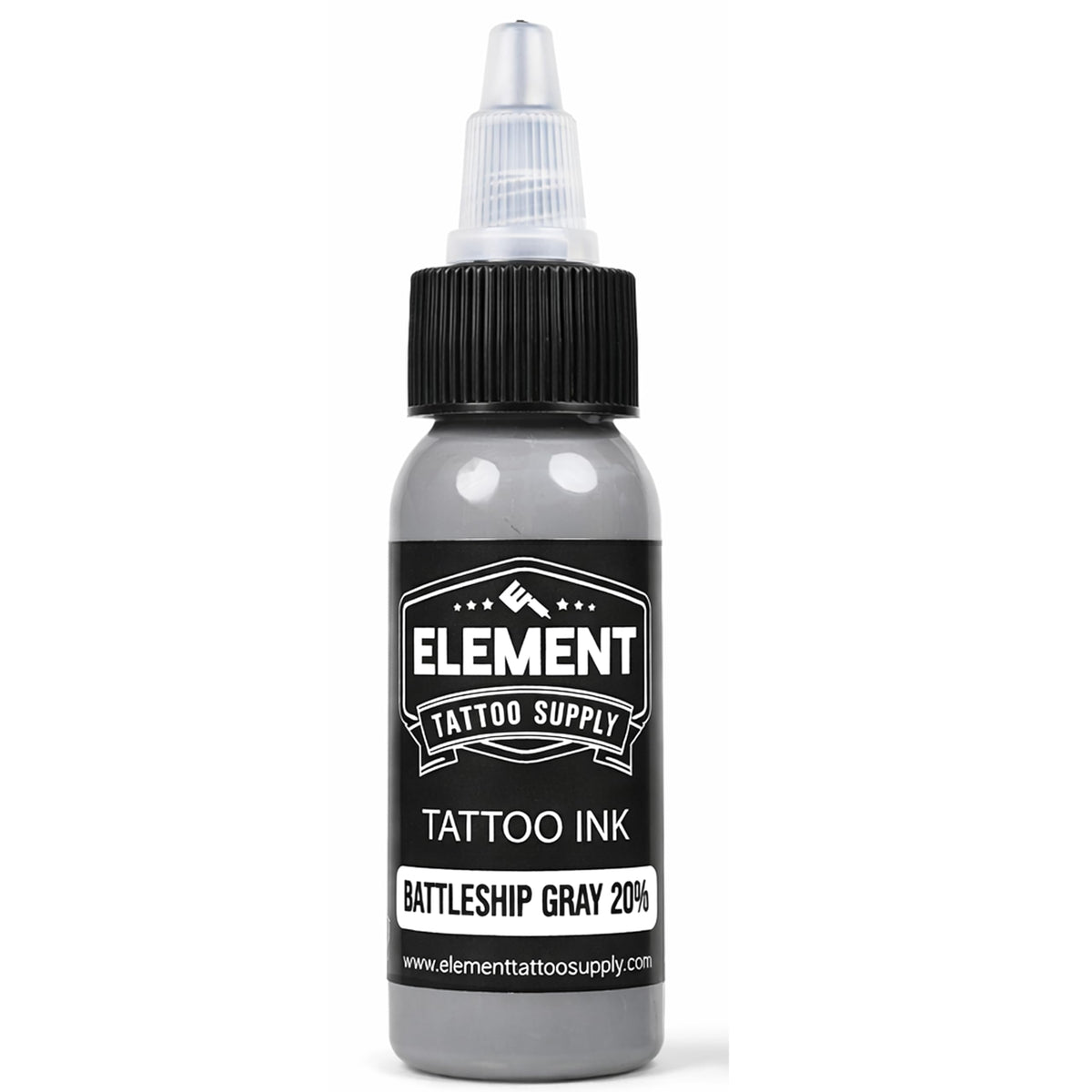 Close-up of Element Tattoo Supply Battleship Gray Ink Light shade bottle