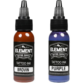 Close-up of Element Tattoo Supply blue ink bottle