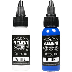 Close-up of Element Tattoo Supply red ink bottle