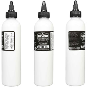 Close-up of Element Tattoo Supply White Tattoo Ink bottle with label