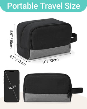 Close-up of Elviros Travel Toiletry Bag zipper and material