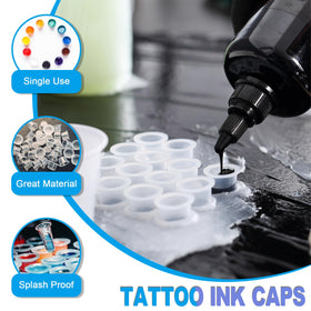 Close-up of Emalla tattoo ink cup holder with ink caps