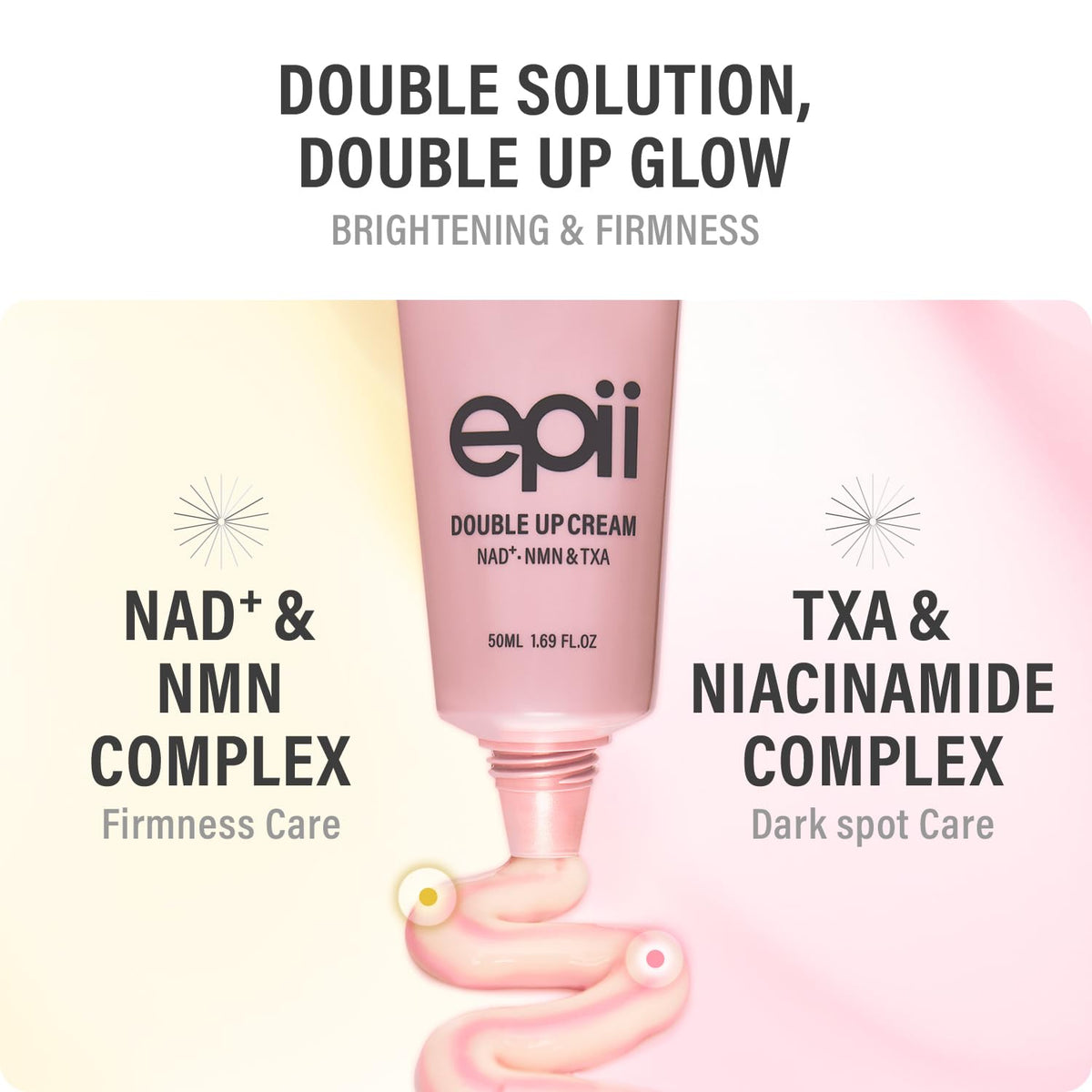 Close-up of epii Double Up Cream texture on hand