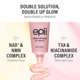 Close-up of epii Double Up Cream texture on hand