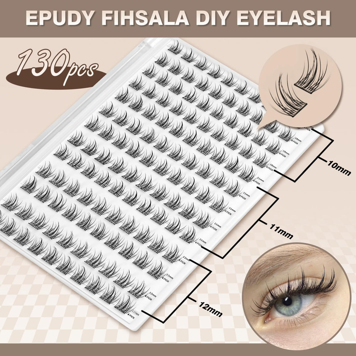 Close-up of EPUDY FIHSALA Spike Lash Clusters showing texture