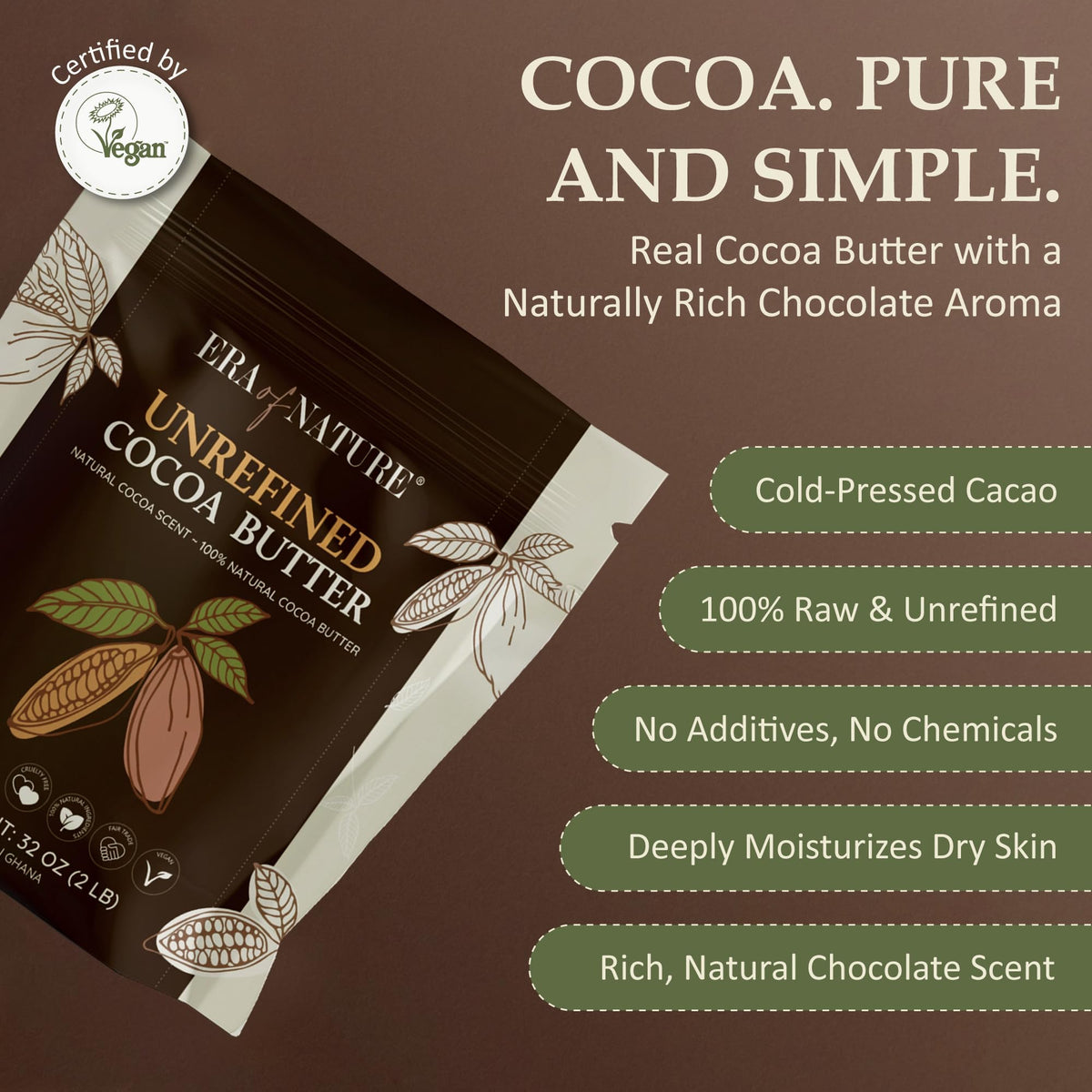 Close-up of Era of Nature Cocoa Butter Raw texture