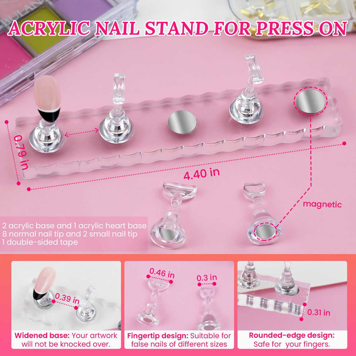 Close-up of ESUOHYM nail brushes in brush holder