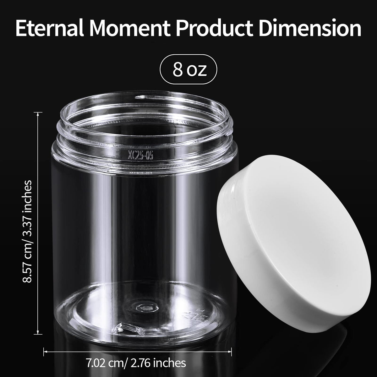 Close-up of Eternal Moment 8oz plastic jar with white lid